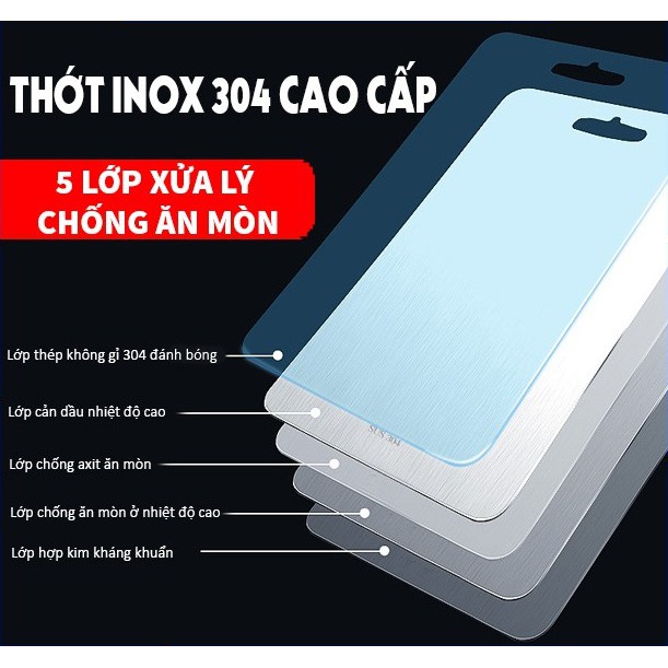 Thớt Inox 304 Kháng Khuẩn Cừờng Lực- Vệ Sinh Dễ Dàng- Rã Đông Nhanh - Chống Ẩm Mốc - Không Xước Dăm- Không Mùn Gỗ