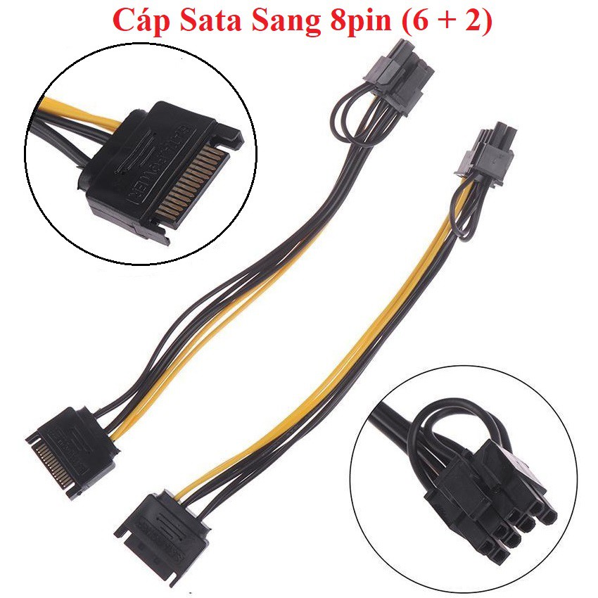 Dây Cáp Chuyển Đổi Sata Sang 8pin (6 + 2) Pci-E 20cm Dành Cho Card Đồ Họa