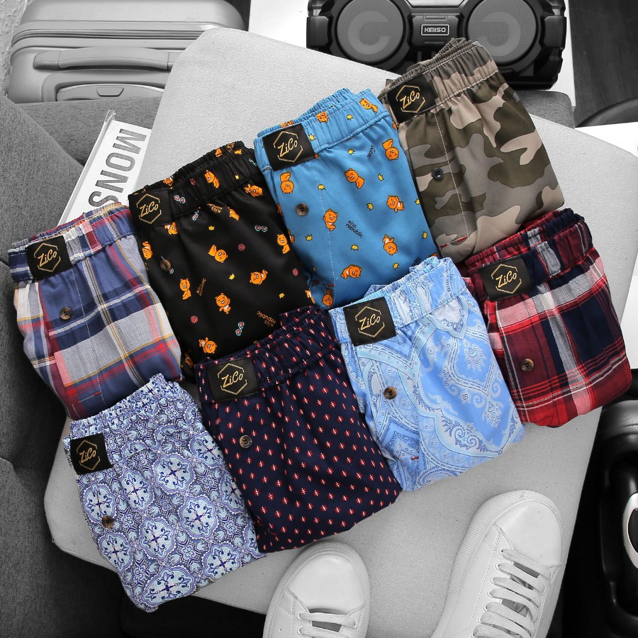 Quần đùi ngủ mặc ở nhà cho nam nhiều màu - Lưng thun co dãn thoải mái, vải cotton mềm mịn, thấm hút mồ hôi | BigBuy360 - bigbuy360.vn