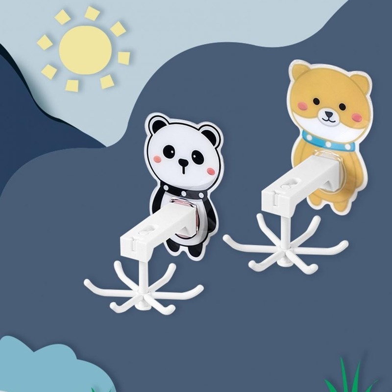 1 móc treo đồ gắn tường hình động vật hoạt hình xoay 360 độ không để lại vết