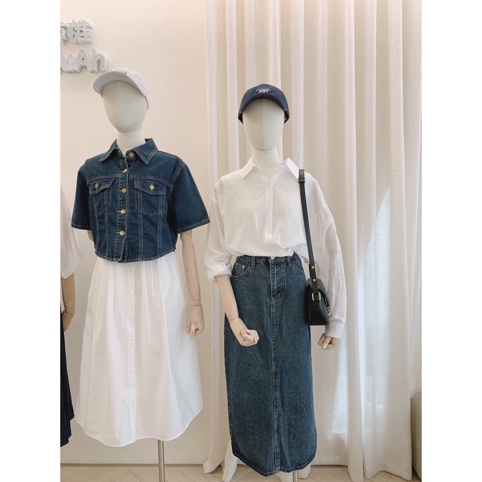 Chân váy xếp ly lưng chun, chân váy dài, váy xếp ly