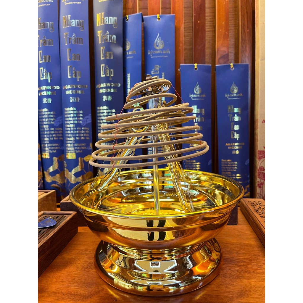NHANG VÒNG TRẦM 24H - ĐẾ ĐỐT NHANG MẠ VÀNG