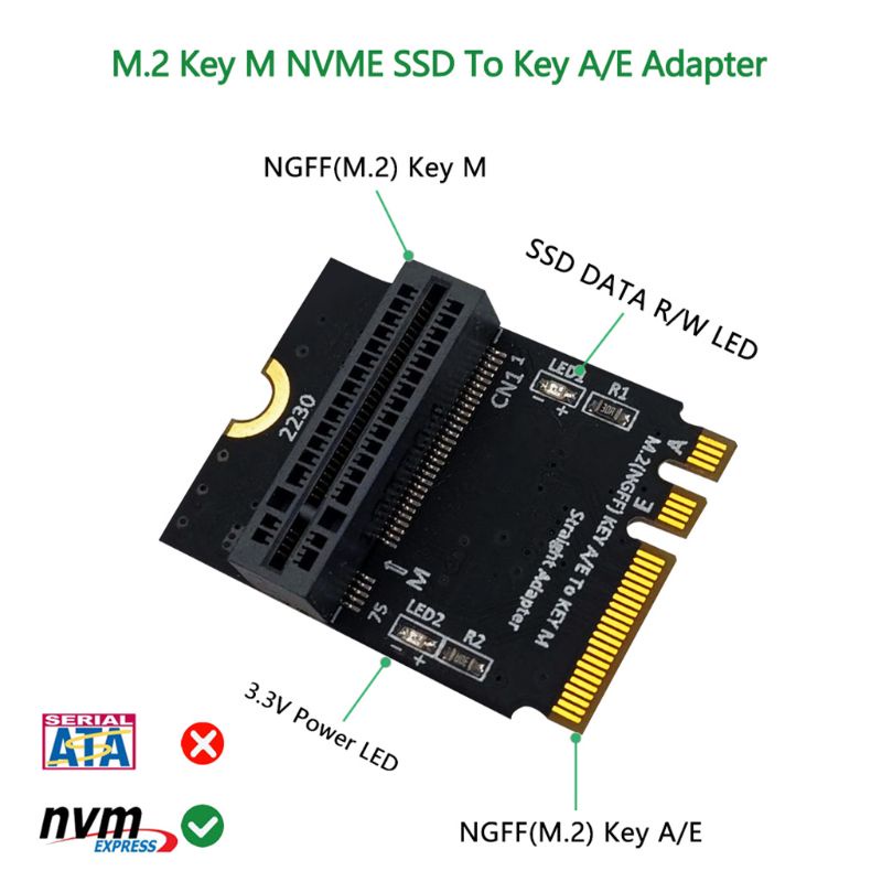 Bộ Chuyển Đổi M.2 Ngff Nvme Ssd Sang M.2 Key A / E 2280 Type Ssd | BigBuy360 - bigbuy360.vn