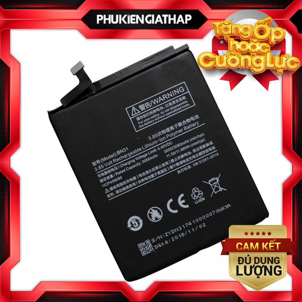 Pin zin cho Xiaomi Redmi Note 5A/MI A1/MI 5X/REDMI NOTE 5A PRIME (BN31) - 3080mAh