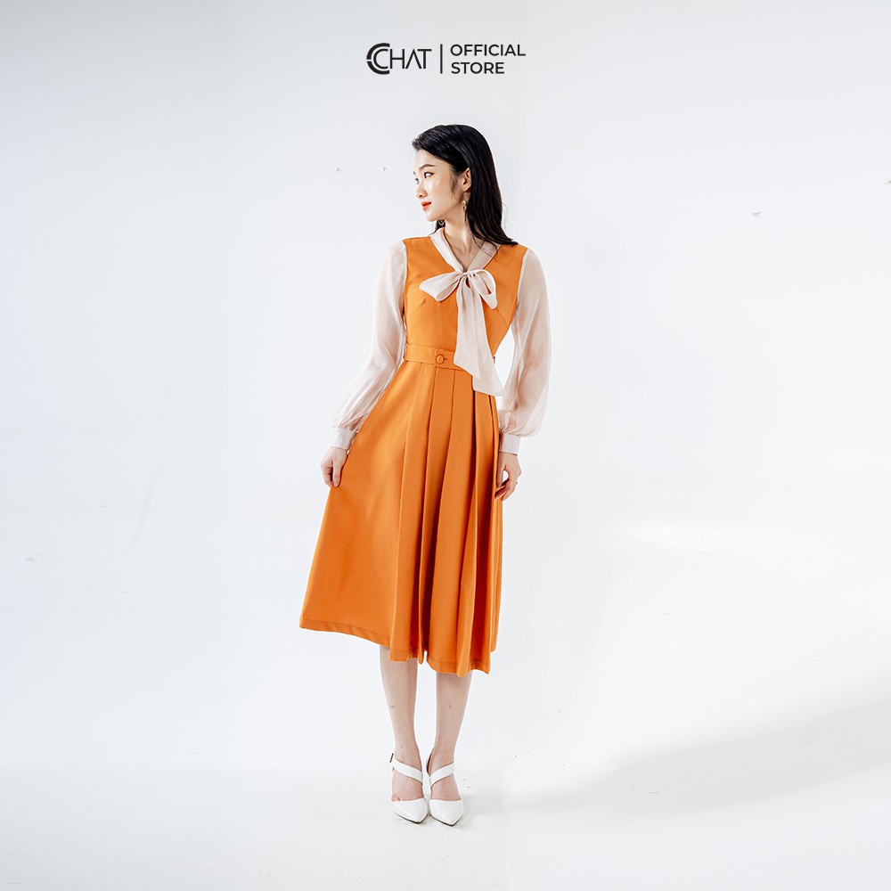 CCHAT Váy nơ cổ phối tay | BigBuy360 - bigbuy360.vn