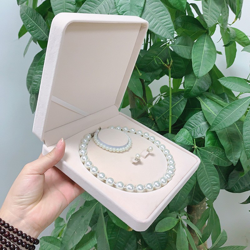 Hộp đựng trang sức - Hộp đựng dây chuyền ngọc trai cao cấp bọc nhung