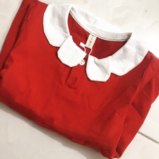 Váy thun cổ trắng bèo