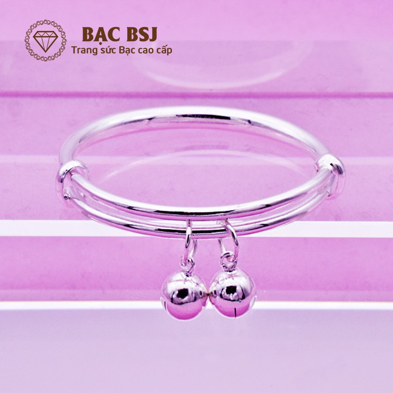 Lắc tay bạc cho em bé mix chuông cực xinh chất liệu  bạc ta cao cấp, giá tại xưởng Bạc BSJ - VTB04