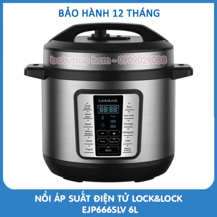 [Siêu Rè] Nồi áp suất điện tử Lock&amp;Lock EJP666SLV 6L 1000W - Hàng Chính Hãng