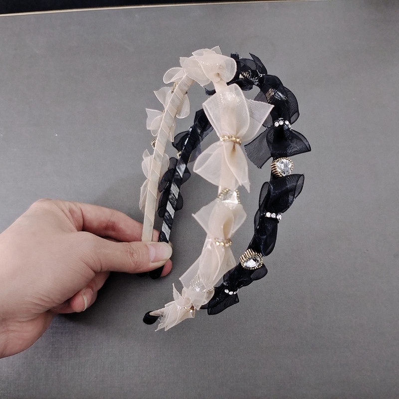 Băng Đô Nơ Đính Đá Phong Cách Pháp Xinh Xắn Cho Nữ