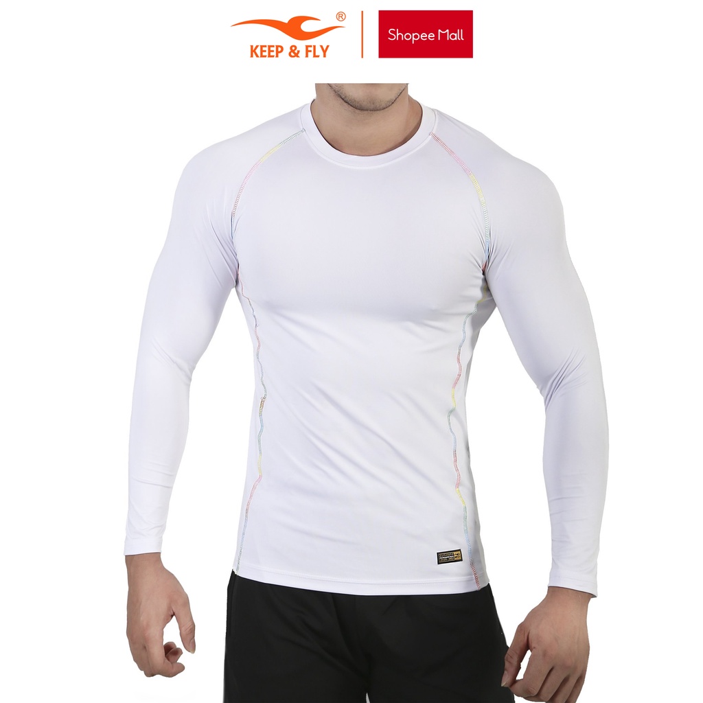 Áo Body KEEP &amp; FLY Pro Trắng Giữ Nhiệt, Siêu Co Giãn, Chống Tia UV, Phù Hợp Làm Áo Lót Khi Đá Banh, Tập Gym, 6 Màu Sắc