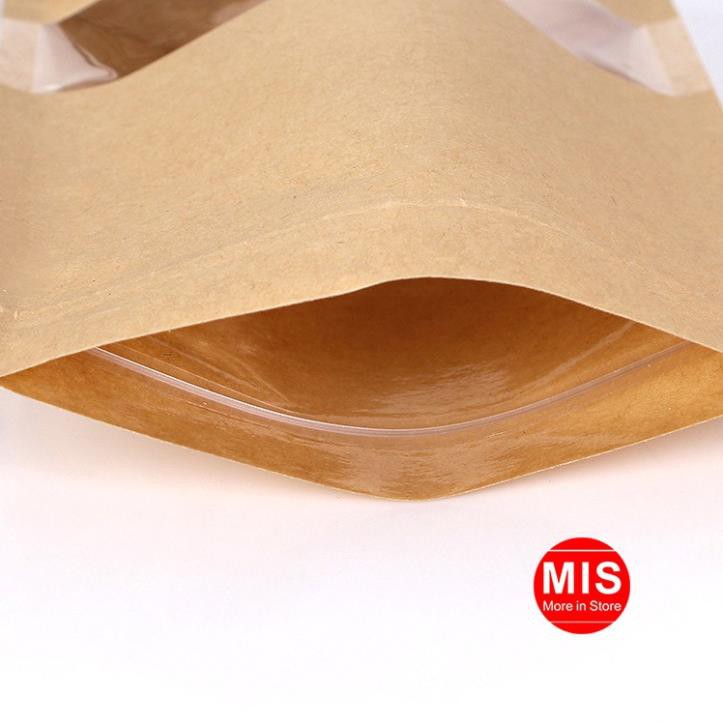 [RẺ NHẤT SHOPEE] 100 cái 20*30+4cm Túi giấy Kraft cửa sổ kiếng miệng zip chuyên đựng thực phẩm chất lượng cao