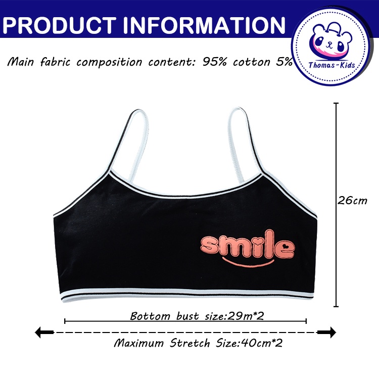[THOMAS KIDS] Áo Ngực Cotton Không Gọng Thoáng Khí Thời Trang Mùa Hè Cho Bé Gái 8-16 Tuổi