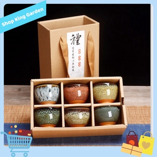 Bộ 6 ly trà gốm sứ Mang Phong Cách Nhật Bản Kissa Yojoki cao cấp - King's Garden