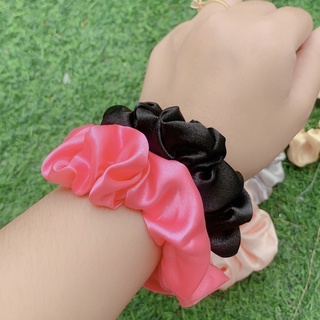 Dây cột tóc SCRUNCHIES chun cột tóc lụa phi 10cm nhiều màu