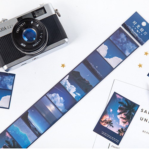 Dải sticker ảnh postcard nghệ thuật trang trí bujo, planner, washi tape film 10 hình STI24