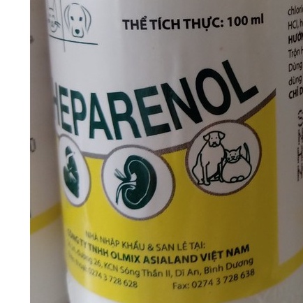 Bổ gan thận sử dung cho chó và mèo heparenol 100ml Pháp