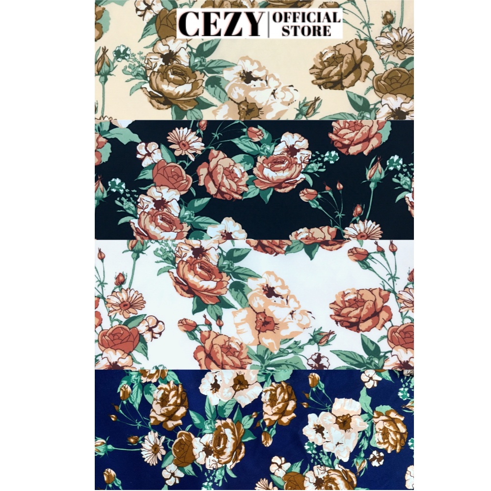 Đầm hoa cổ tròn tay phồng dáng xòe dài có size bigsize CEZY D119