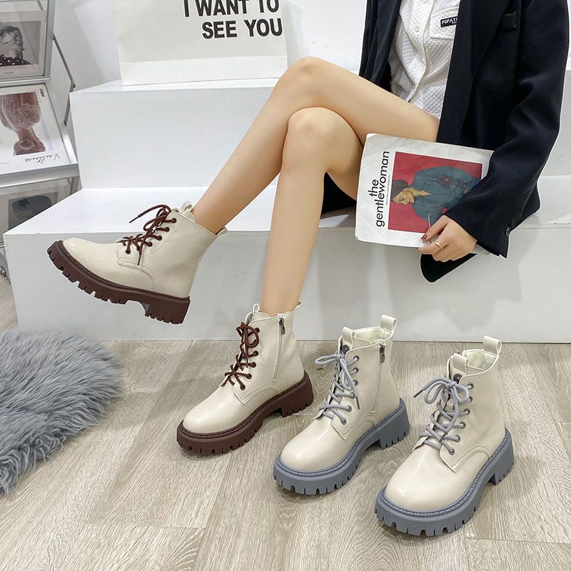 Giày Boot Martin Thiết Kế Mới Thời Trang Mùa Xuân Thu Theo Phong Cách Anh Dành Cho Nữ