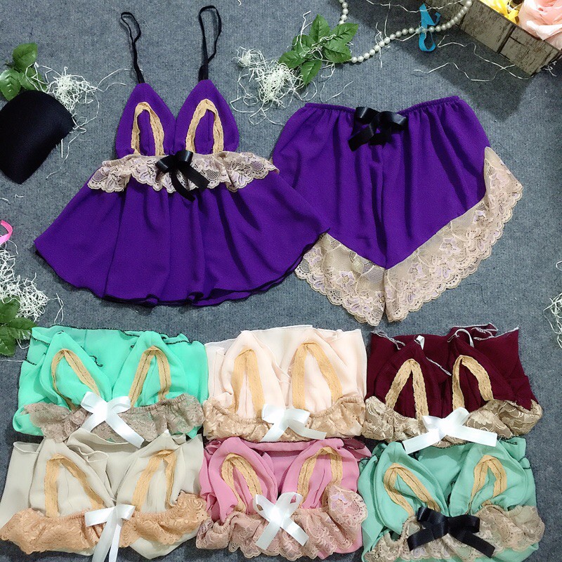 💋ĐỒ NGỦ SEXY TK MÚT RỜI VẢI VOAN PHỐI BÈO REN💋