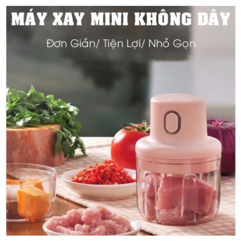 Máy xay tỏi ớt bằng điện cầm tay mini tiện dụng - Máy xay đa năng 250ml