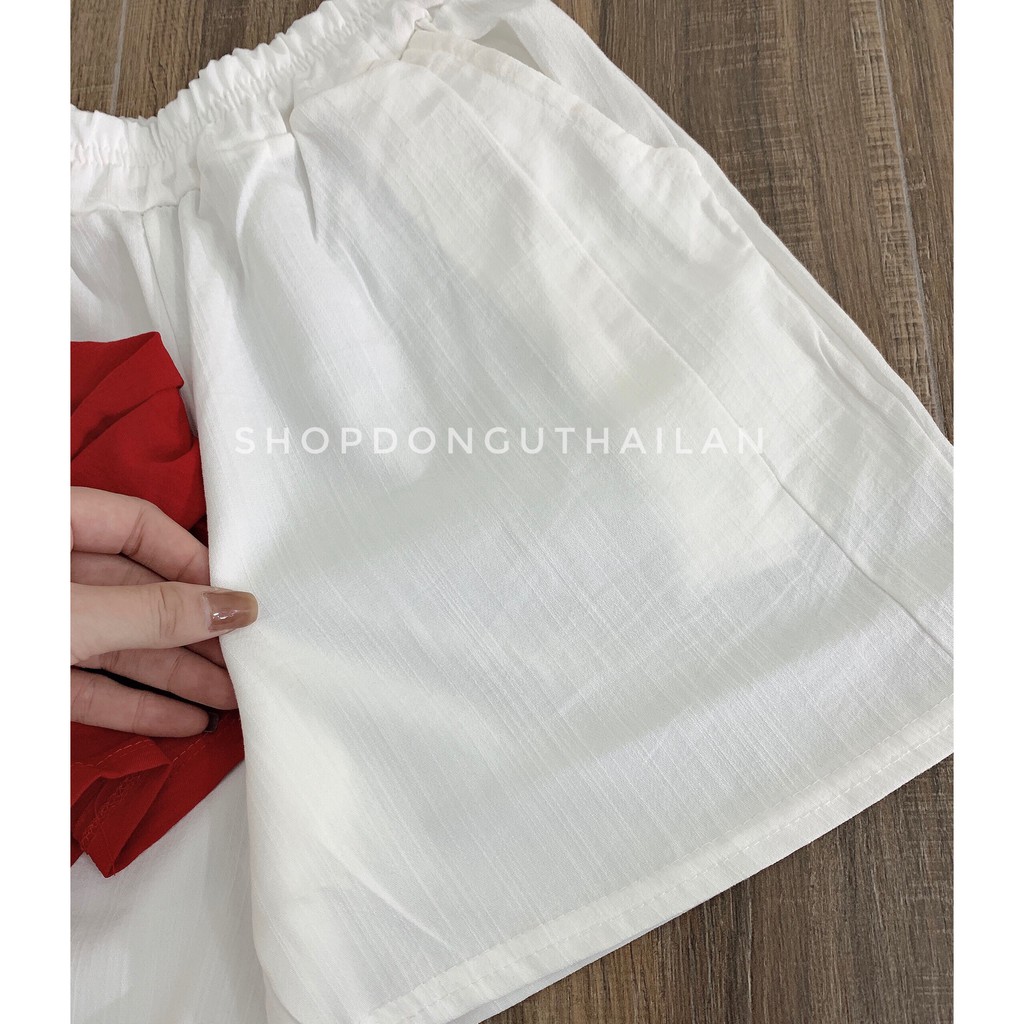 Set đũi áo đỏ bèo mix quần sooc trắng siêu xinh | BigBuy360 - bigbuy360.vn