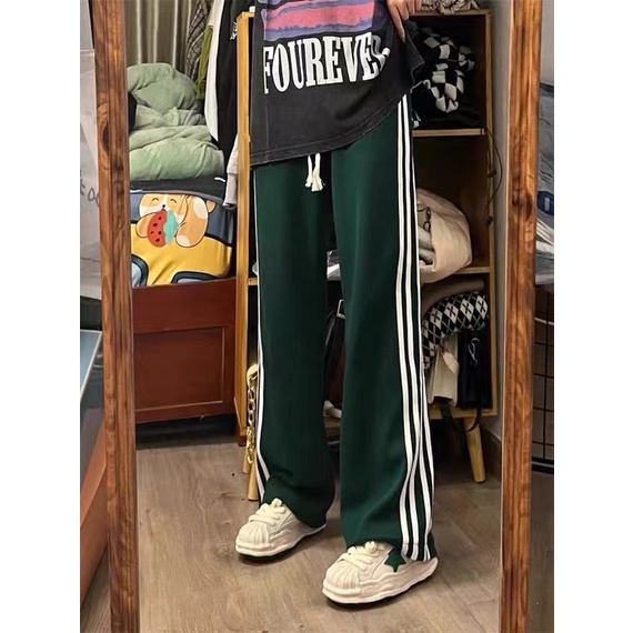 Quần Dài Ống Rộng Họa Tiết Sọc Thời Trang Cho Nữ