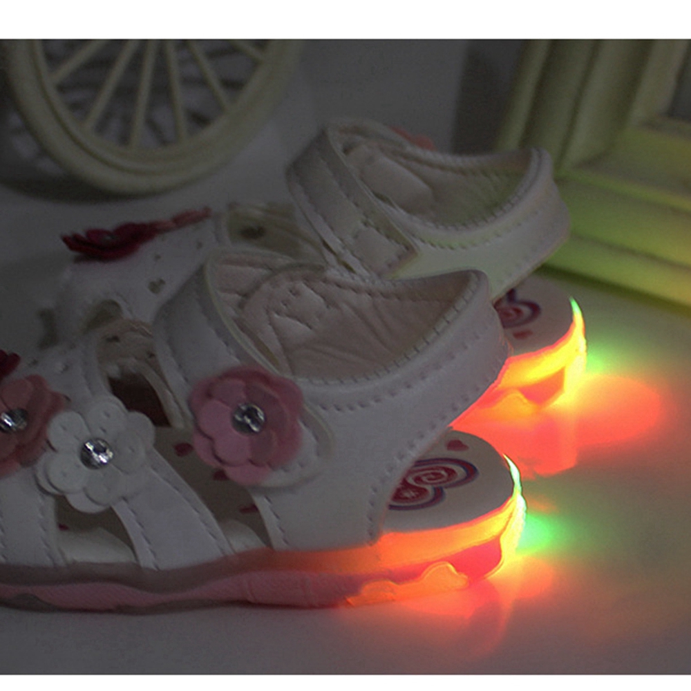 0-4 Year Pre Walker White Newborn Shoes for Girls Baby LED Sandals Shoes Pink Infant Toddler Sandals Leather Size 15-25