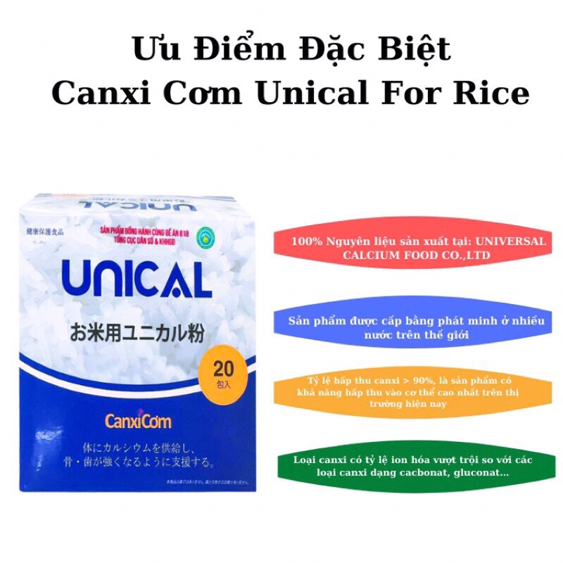 Combo 10 hộp Canxi unical for rice Nhật Bản , canxi Cho Cả Gia Đình, Sản phẩm của Đề án 818