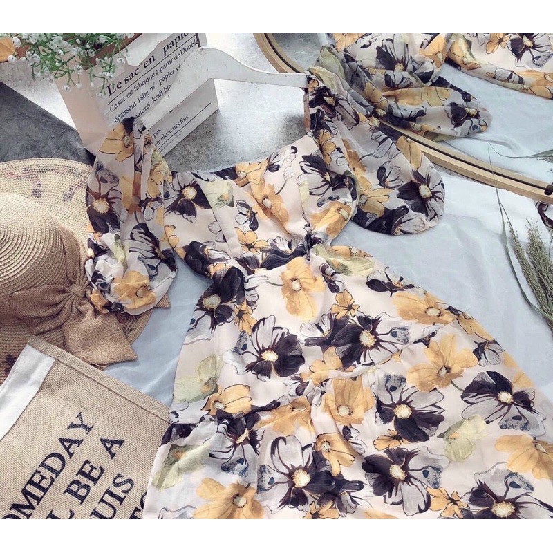 đầm maxi hoa cổ U dáng dài xoè | BigBuy360 - bigbuy360.vn