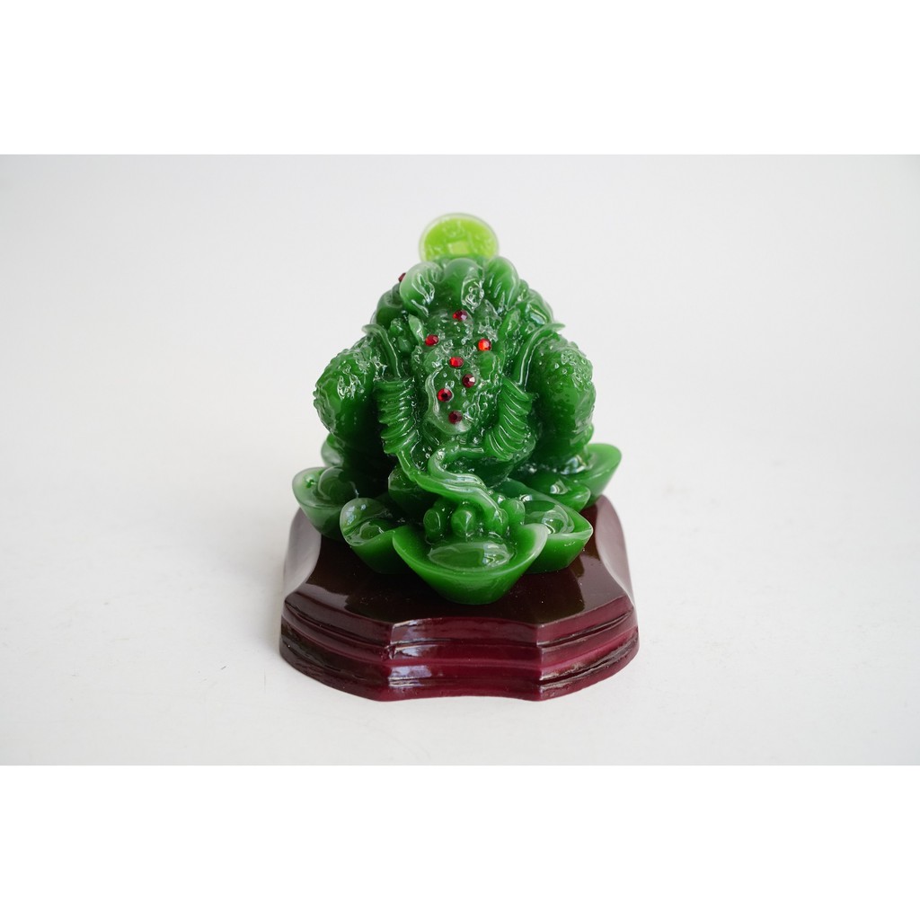 Tượng Cóc Thiềm Thừ xanh ngọc ngậm tiền tài lộc - Cao 7cm | BigBuy360 - bigbuy360.vn