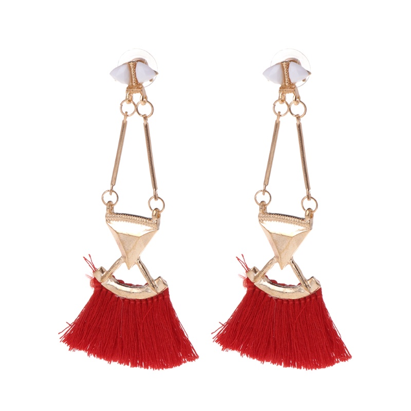 Hoa Tai Dáng Dài Phối Tua Rua Phong Cách Vintage Thời Trang