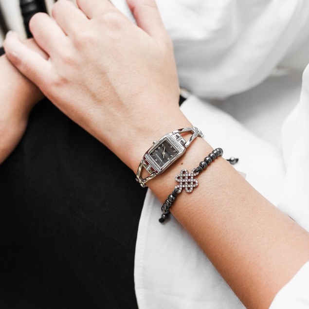 Đồng hồ Romanson Watch RM2651QLWBK nữ mặt nhỏ đính đá kính Sapphire chống xước dây thép chống nước cao cấp chính hãng