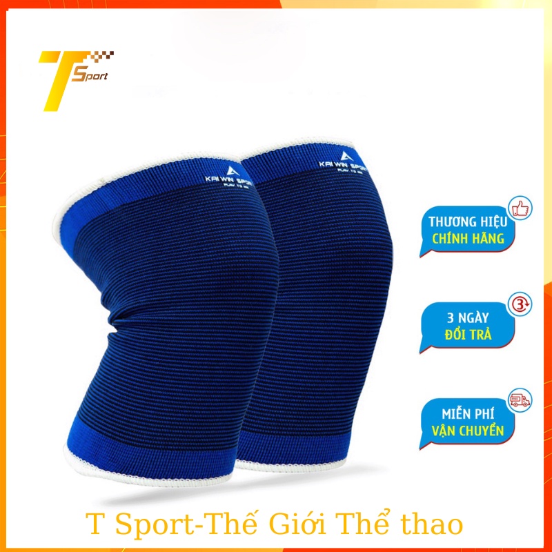 Bó gối, xỏ gối, bảo vệ đầu gối luyện tập thể thao xanh co giãn đá bóng chạy bộ gym chính hãng