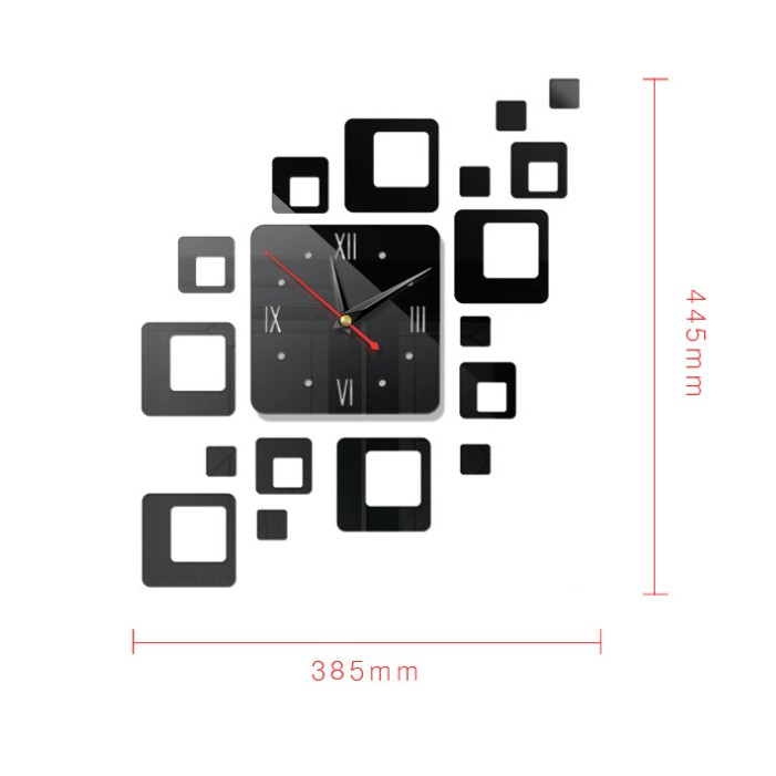 Đồng hồ dán Tường - Trang Trí Tường Vuông - loại 1 - DH19