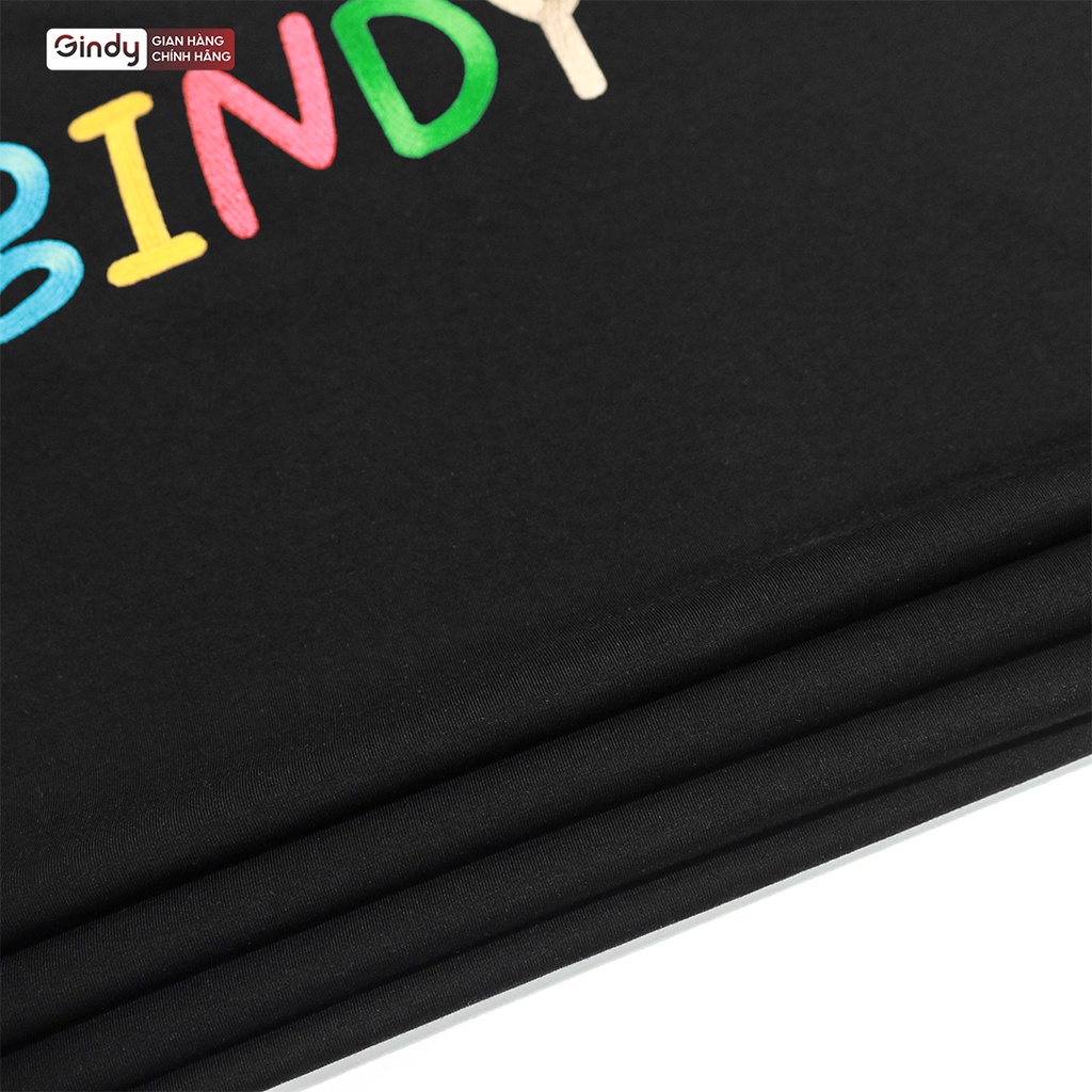 Áo thun nam nữ tay lỡ phông cổ tròn form rộng unisex chất cotton thêu chữ màu đen trắng basic thời trang GINDY A081