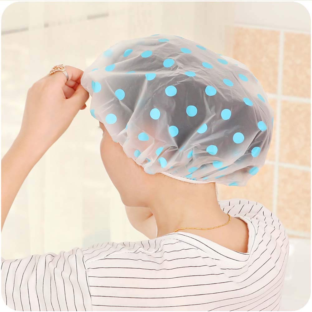 Mũ Trùm Tóc Bằng Nhựa EVA Dày Chấm Bi Chống Nước Chất Lượng Cao Cho Nữ