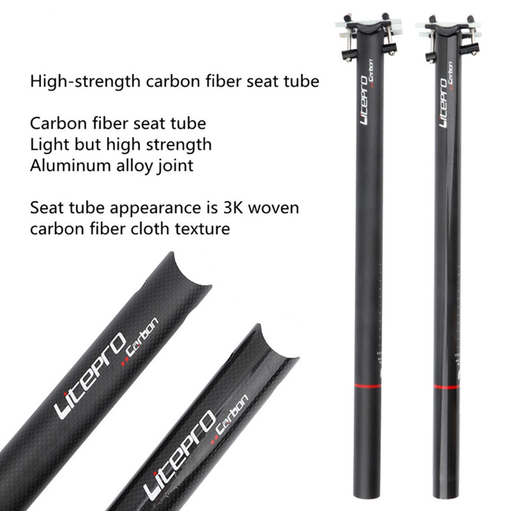 Cốt yên xe đạp Litepro sợi carbon siêu nhẹ cỡ 31.8 / 33.9mm * 580MM 412 SP8 Fnhon cho Dahon Brompton
