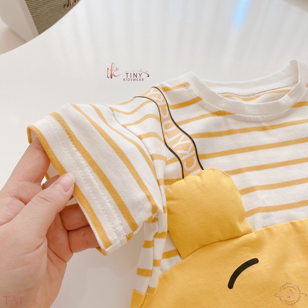 Áo phông hoạt hình ngắn tay cổ tròn chất cotton cho bé trai từ 11-17kg [TA1]