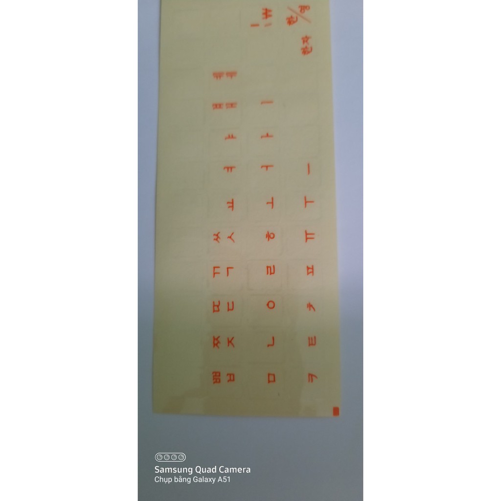Miếng dán bàn phím tiếng Hàn trong suốt chữ màu Đỏ