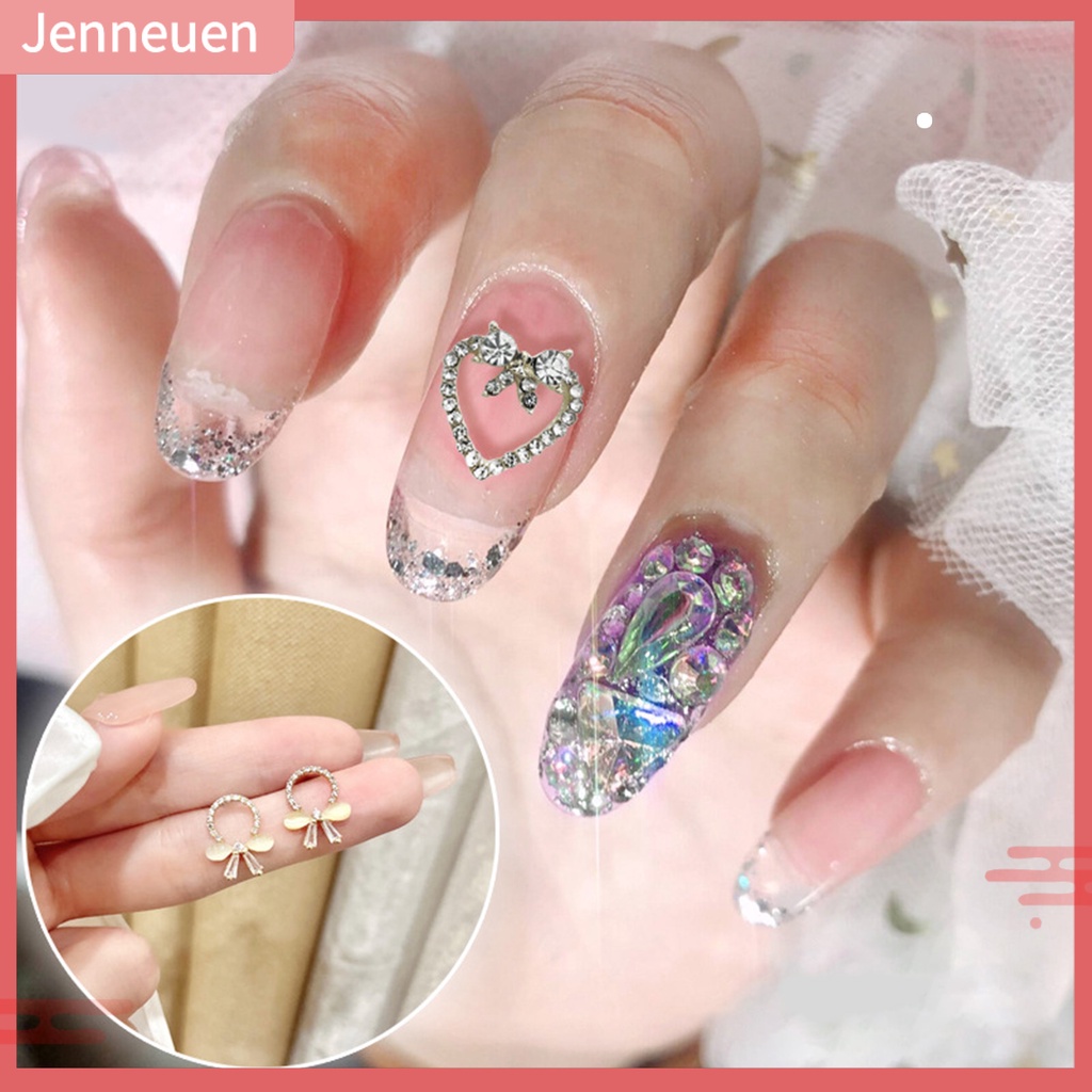 Bộ 10 Phụ Kiện Trang Trí Móng Tay 3D Bằng Hợp Kim Chống Rỉ Sét Màu Sắc Tươi Sáng DIY