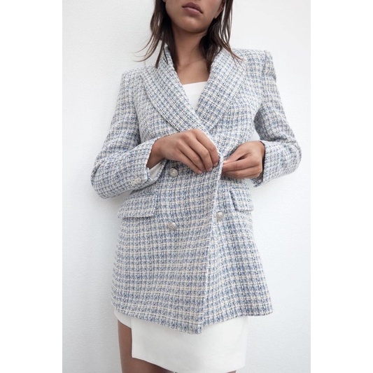 <CÓ SẴN>ÁO VEST DẠ TWEED VẠT CHÉO #ZARA AUTHENTIC TUỒN STORE