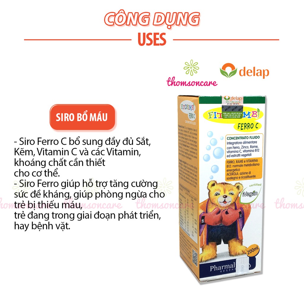 Bổ sung sắt, Vitamin C, kẽm cho bé - Siro Ferro C Bimbi của Fitobimbi, nhập khẩu từ Ý