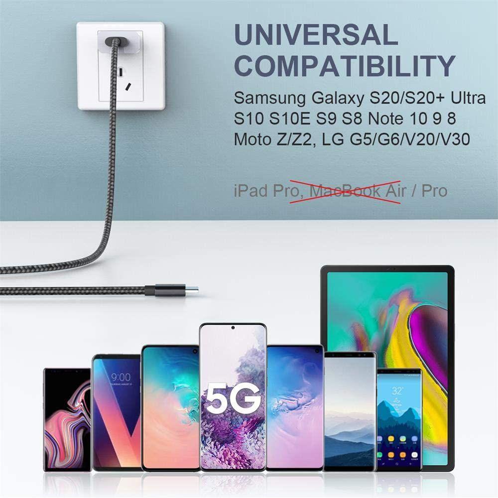 Dây Cáp Sạc Nhanh USB Type C Bằng Nylon Bện Nhiều Màu Cho Huawei P30 P20 Samsung Galaxy S10 S9