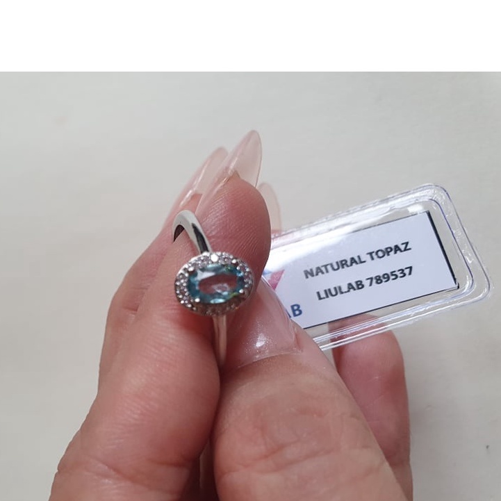 Nhẫn topaz xanh thời trang sang trọng freesize (mẫu 2)