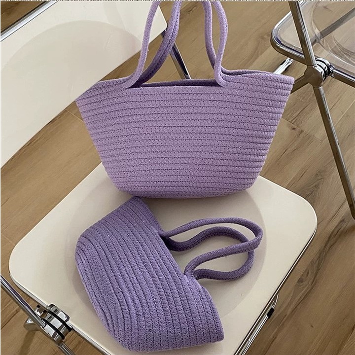 Túi xách nữ mùa hè dây vải dệt kim đi biển