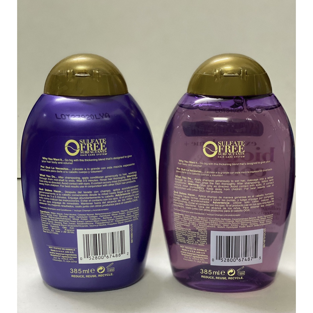 Dầu gội/xả Ogx Extra Volume Biotin & Collagen 385ml