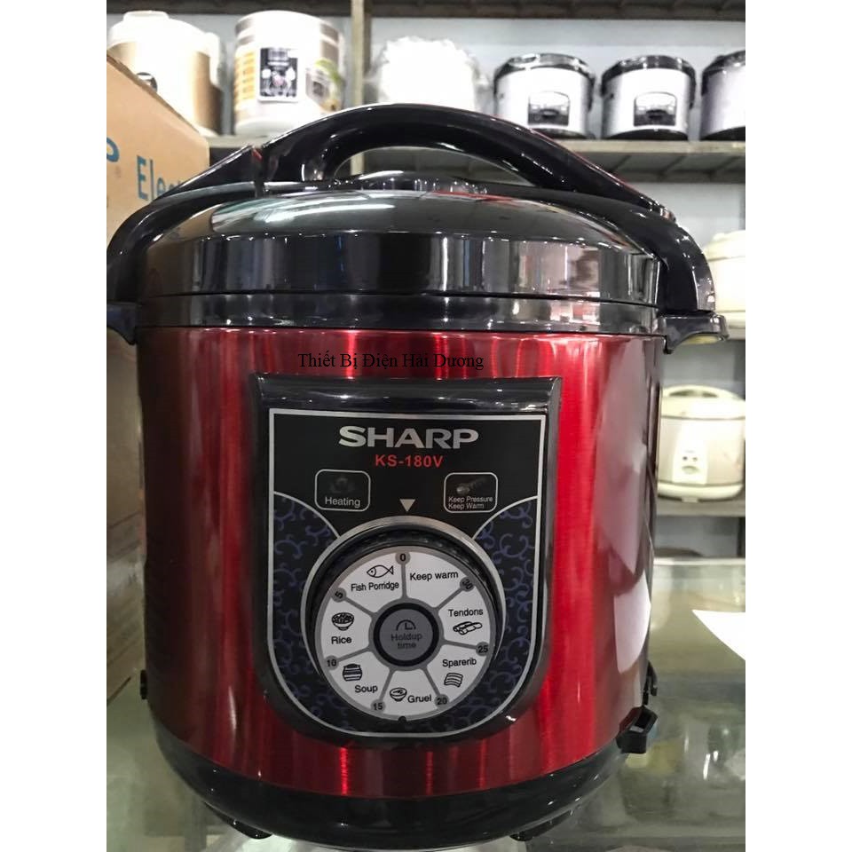 Nồi áp suất điện cơ Sharp KS-180V 6 lít 1000W (Đỏ) - Bảo Hành 12 Tháng