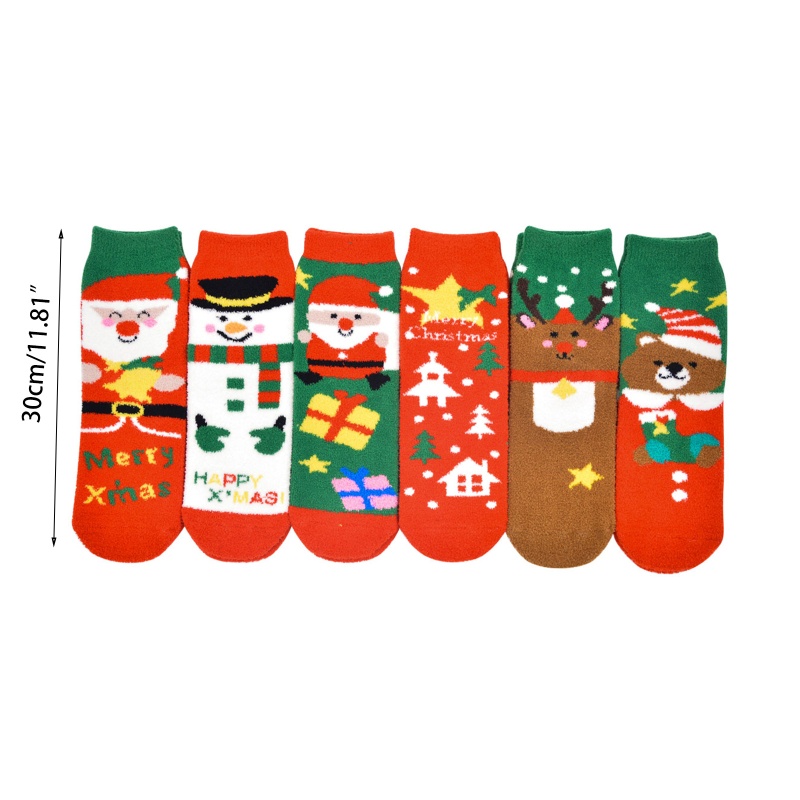 Set 10 Cặp Vớ Nhung Họa Tiết Giáng Sinh Hoạt Hình Nhiều Màu Sắc Giữ Ấm Mùa Đông Cho Nữ