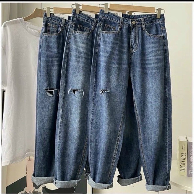 QUẦN BAGGY JEAN RÁCH NHỎ MS619